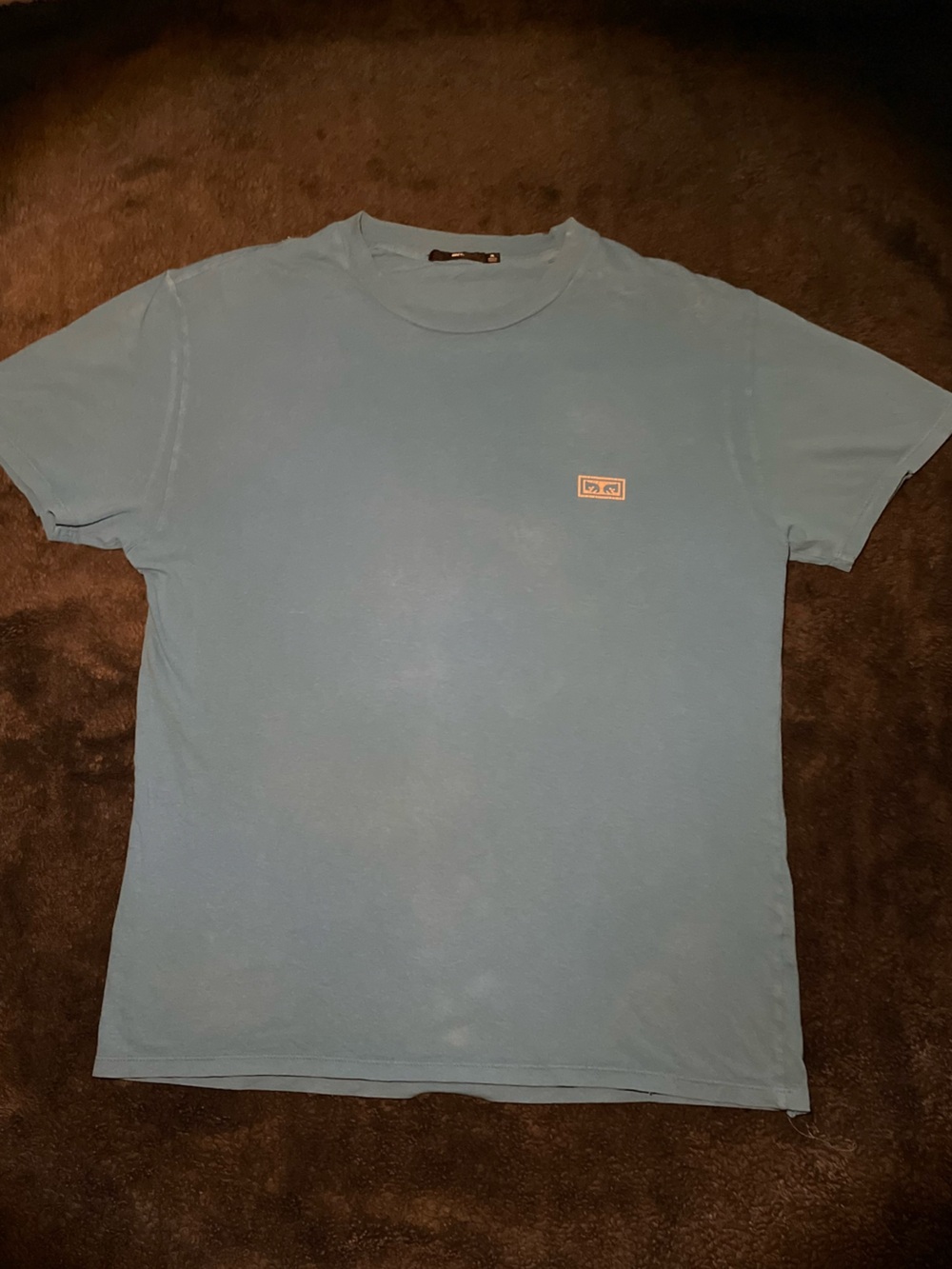 Obey Men's Teal Short Sleeve Tee with Small Chest Logo